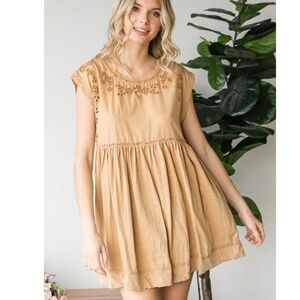 Oli & Hali Tan Embroidered Tunic Top